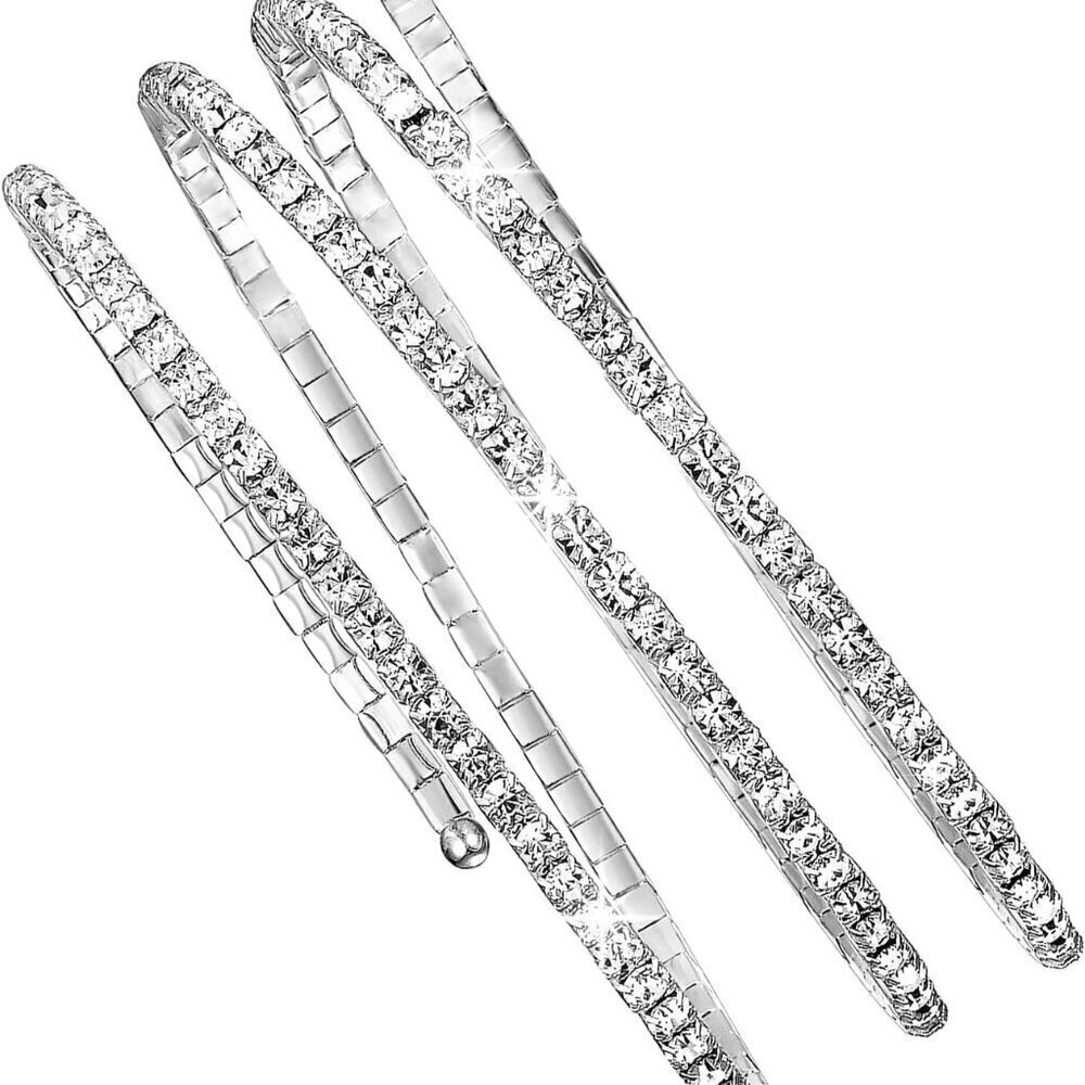 Rhinestone Arm Cuff Jewelry for Women Silver Multilayer Crystal Wedding Bridal